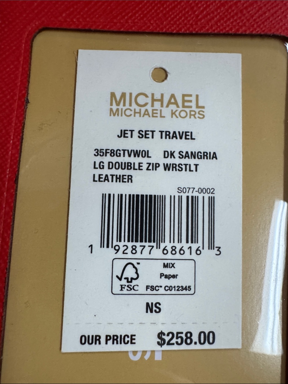 Michael Kors Red Saffiano Leather Wristlet Clutch with Gold Logo - Picture 3 of 3